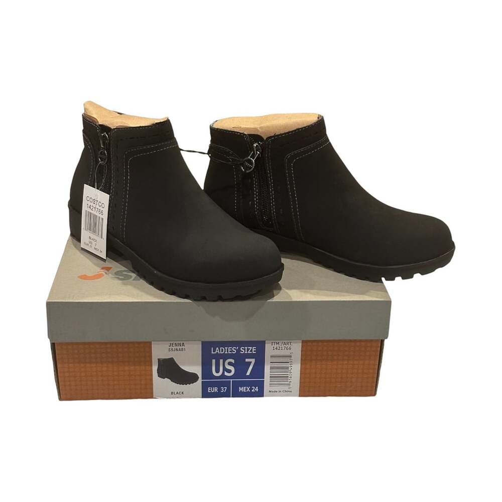JSport Jenna Ankle Boots Size 7 Black Weather Ready Zip Up Booties